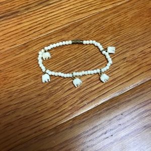 Dainty Elephant Beaded Bracelet White